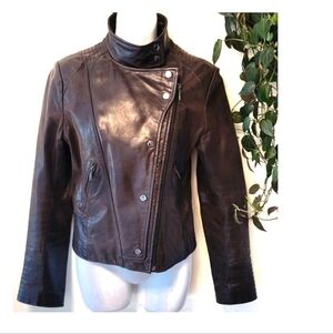 Leather Bikers Jacket By Laundry Bikercore Sz.M